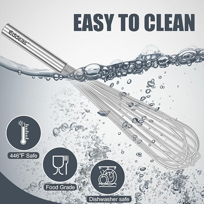 Eddeas 17in/43cm Extra Large Whisk,5Ib Heavy Duty Whisk, 2.4mm Wire Whisk Suitable for Mixing Thick batter and Large batch soup.Not suitable for individual small batch production(Silver)