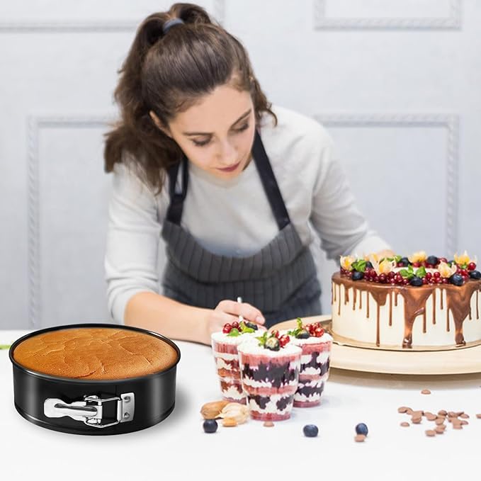 Springform Cake Pan Set, Non-stick 6pcs(7 8 8.5 9.5 10 11Inch) Cheesecake Pan Removable Bottom, Leakproof Round Spring Form Pans Cake Pans Sets for Baking, Included 2pcs Silicone Baking Gloves
