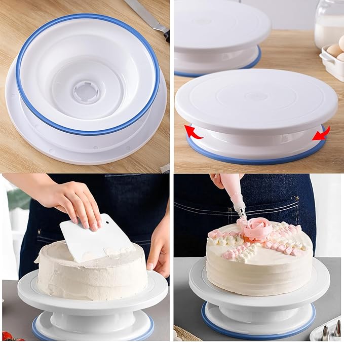 475pcs Complete Cake Decorating Kit, Cake Decorating Tools with Rotating Cake Stand, Cake Leveler, Piping Tips etc. Cake Decorating Supplies Kit for Beginners, Bakers & Hobbyists, Cake Shop (Blue)