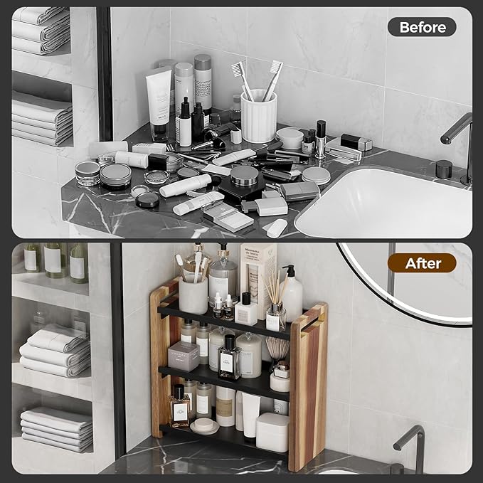 Bathroom Counter Organizer,Bathroom Counter Shelf,Bathroom Organizers,Under Sink Organizer,Cologne Organizer For Men,Cologne Cabinet,Spice Rack Organizer for Cabinet,Gifts(Acacia 3 Tier)