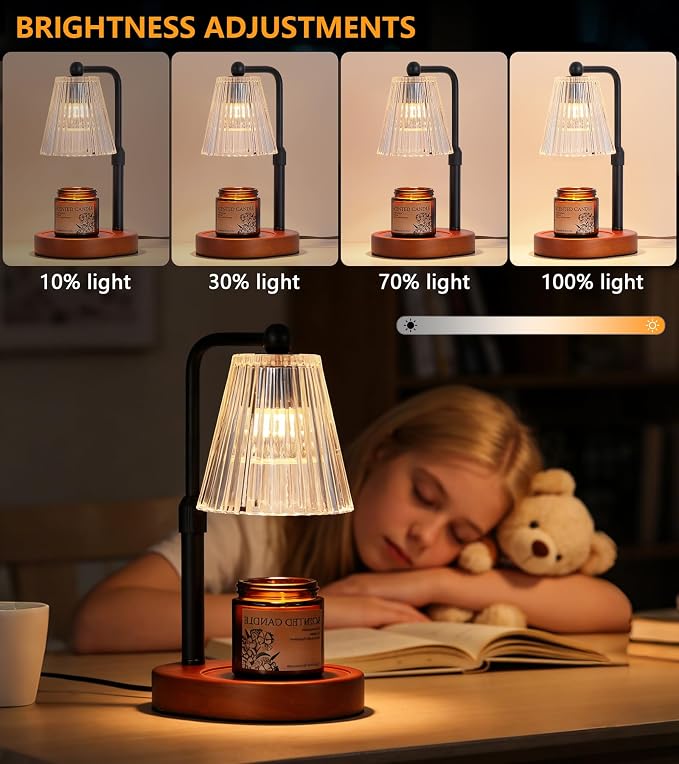 Candle Warmer Lamp with Timer, Wax Melt Warmer for Jar Candles,Candle Warmer Lamp Birthday Gifts for Women,Mothers Day Gifts,Lamp Candle Warmer HouseWarming,Height Adjustable,Dimmable,2 Bulbs