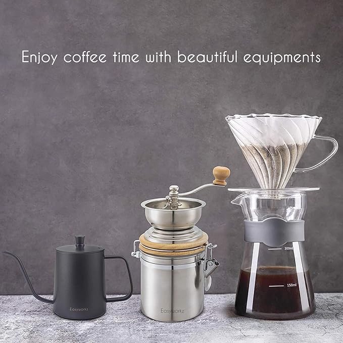 Easyworkz Gage Gooseneck Pour Over Coffee Kettle 12 oz Stainless Steel Hand Drip Coffee Pot With Long Narrow Spout
