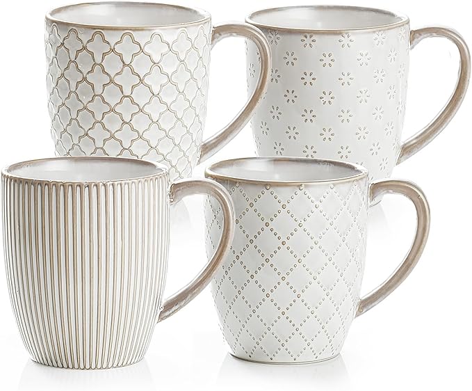 getstar Large Coffee Mugs 18 OZ Set of 4 with Big Handles, Ceramic Coffee Mug Microwave and Dishwasher Safe, Coffee Cups Ceramic