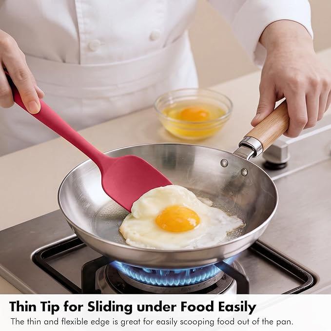 Silicone Spoonula Set: 600ºF Heat Resistant Food Grade Cooking Baking Utensils, Kitchen Flexible Nonstick Rubber Pan Spoon Spatula for Mixing, Scrambling, Scooping (3 Pieces, Multicolor 3)