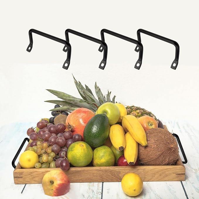 4 Pcs Side Fixing Handle for Trays, Serving Tray Handles Hardware, Cutting Board Cabinet Hardware Handle Pull for Kitchen(with 8 Screws)