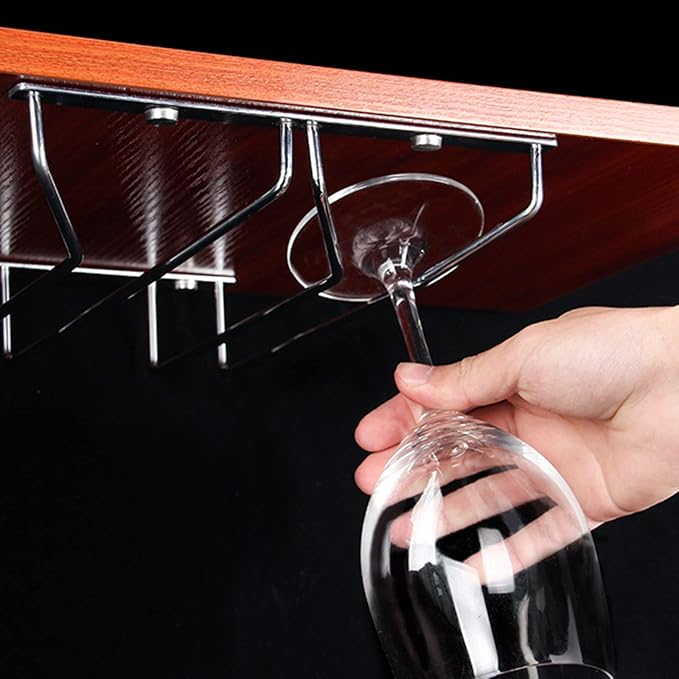 Wine Glass Rack 11/20/24inch Under Cabinet Wine Glass Holder, Stainless Steel Hanging Stemware Holder, Stemware Storage Drying Rack With Screws, Wall Mounted Hanging Rack Shelf