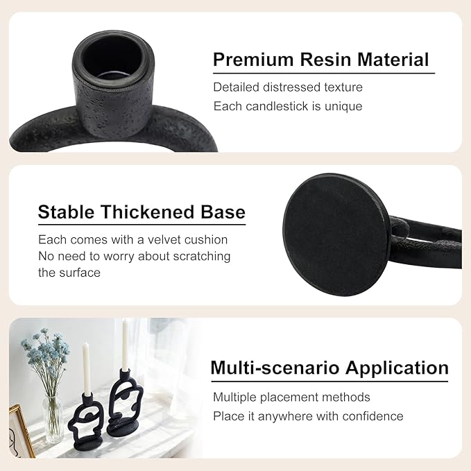 Face Decorative Taper Candle Holder - Modern Abstract Creative Face Candlestick Holder for Table Centerpiece, Black Medium Candle Sticks Holder Decor for Home Dinning Party Birthday Housewarming Gifts
