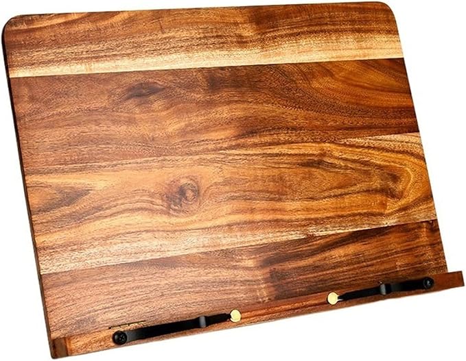 Book Stand Book Holder Tray Wooden Simple Reading Rack Book Holder Practical Small Bookshelf Multi-Function Desktop Music Shelf Cookbook Stand for Kitchen (Size : M)