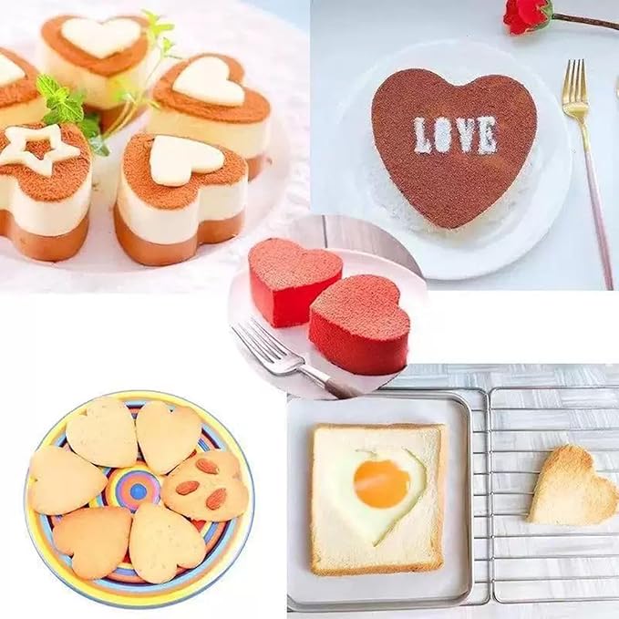 5-Piece Heart Cookie Cutter Set | Stainless Steel Baking Tools for Biscuit, Donut, Pastry & Fondant | Valentine's Day Baking Kit with Cookie Mold for Family Cooking & Kids Crafts (Peach Heart Shape)