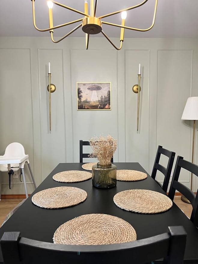 Round Woven Placemats Set of 6, 12" Boho Rattan Placemats Natural Hand-Woven Place Mats Table Decor, Farmhouse Place Mats, Chargers for Dinner Plates, Wicker Table Mats for Dining Table, Home