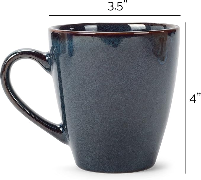 Elanze Designs Sophisticated Modern Chic Smooth Ceramic Stoneware Dinnerware Mugs Cups Set of 4 - Navy Blue