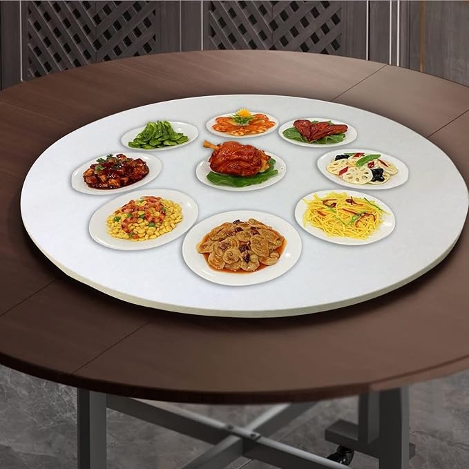 Large Wooden Turntable 360° Rotating Lazy Susan Round 50cm-100cm, Sturdy And Smooth Running, Round Rotating Serving Plate/Swivel Tray, For Passing Things Around The Dinner Table (Color : White-A, Si