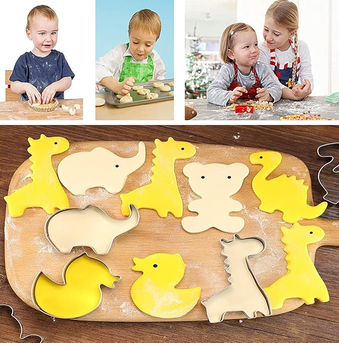 Animal Cookie Cutter Set for Kids, Cookie Cutter Set of 12 Piece, Stainless Steel Biscuit Cutters Molds with Fox, Giraffe, Squirrel, Penguin, Hedgehog, Crocodile, Horse, Elephant Shapes