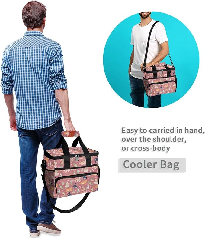 Cute Funny Cats Lunch Bag for Women Men 15L Insulated Lunch Box Large Leakproof Cooler Bag with Adjustable Shoulder Strap for Adult Work Picnic