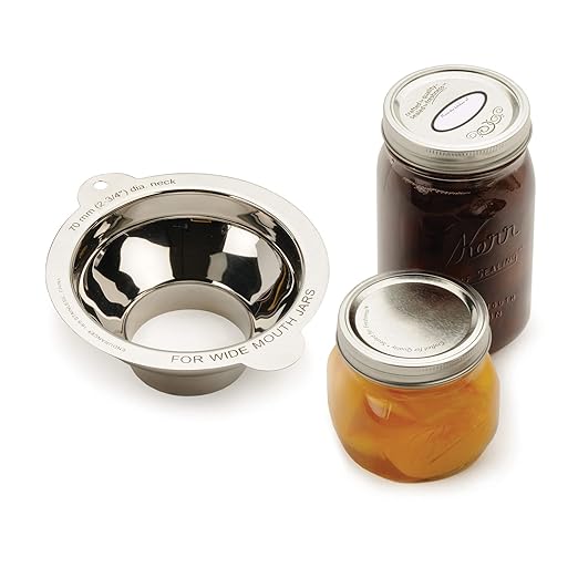 RSVP International Endurance Canning Collection Non-Reactive 18/8 Stainless Steel, Dishwasher Safe, Funnel, Wide Mouth, 2-3/4"