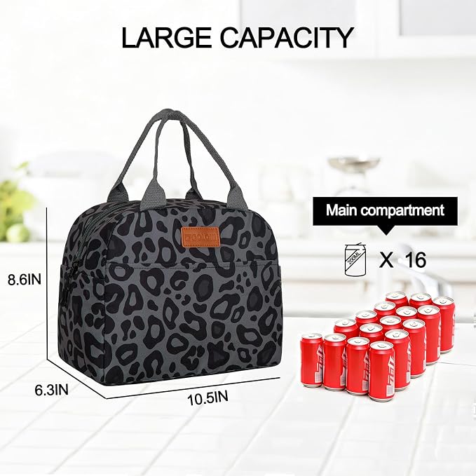 Goloni Insulated Lunch box for Women Men,10L Large Capacity Leakproof Lunch Tote, Lightweight Reusable Lunch Bag with 3 Pockets for Work, Office, Travel, Picnic