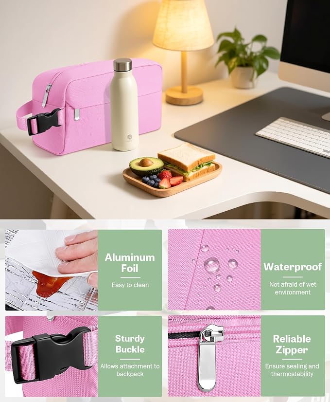 Freezable Lunch Bag, Freezable Snack Bag for Travel Work School, Small Insulated Lunch Box for Adults, Kids Mini Cooler Lunch Box with Ice Pack
