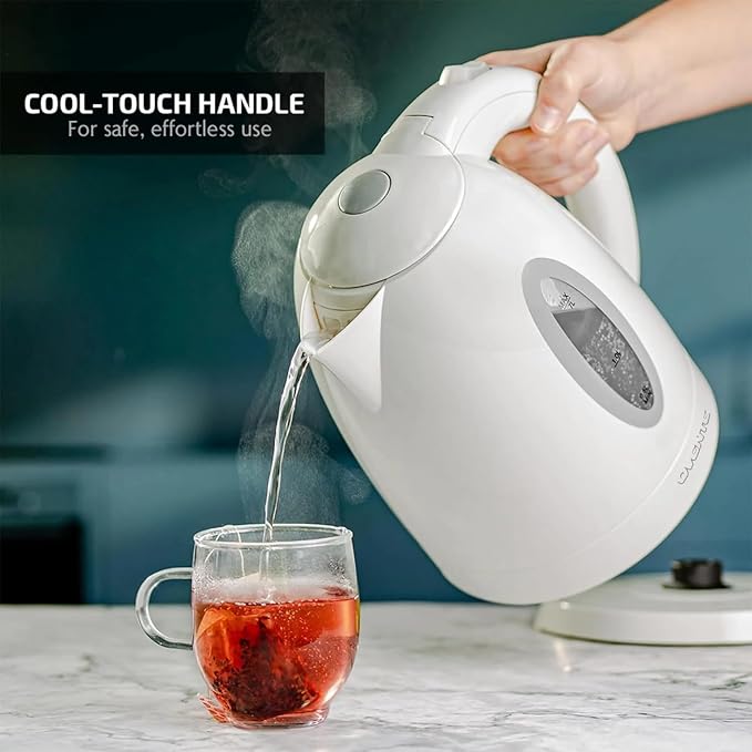 OVENTE Electric Kettle,1.7L Fast Boiling Water Heater for Coffee or Tea,BPA Free with Water Level Gauge,Auto Shut-Off,Boil-Dry Protection,Indicator Light and Removable Filter,White KP72W,(Pack of 12)