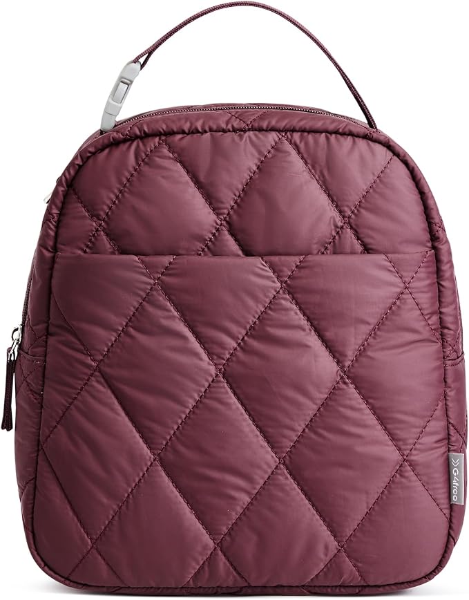 G4Free Large Insulated Lunch Bag, Leakproof Quilted Lunch Box Women Men, Reusable Puffer Lunch Bag For Work Picnic Travel, Dark Red