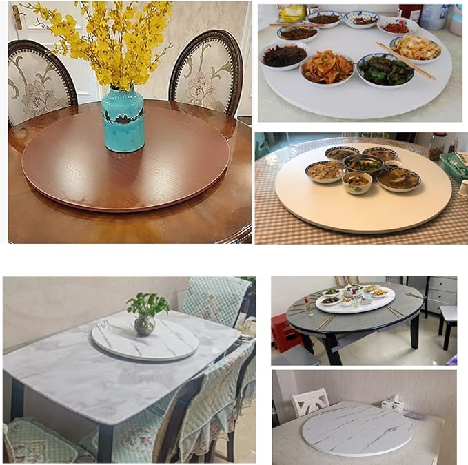 Large Round Turntable Wooden Lazy Susan For Dining Table, 6 Colors, 360° Smooth Rotating Serving Plate, Share All Food, Tabletop Swivel Tray For Family Dinner/Hotel/Restaurant (Color : Wood, Size :