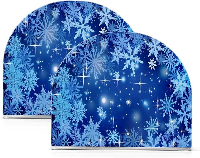 Blue Winter Christmas Glitter Snowflakes Napkin Holder for Tables Paper Cocktail Napkin Holders for Kitchen and Dinning, Acrylic Dinner Napkin Dispenser for Restaurant Home Decor Bar Accessories