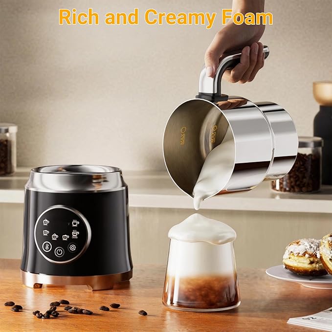 Milk Frother,Variable Temp and Froth Thickness,27oz/800ml Milk Steamer and Frother for cappuccino or Latte,Dishwasher Safe,6-in-1 Frother Machine,Fast Heating,Low Noise