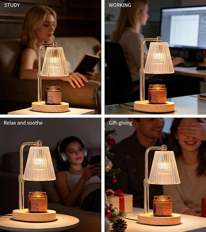 Gold Candle Warmer Lamp with Timer,Candle Warmer Lamp for Jar Candles Dimmable,Mother's Day Birthday Christmas for Mom Wife Gife,Home Decor Lamp,with 2 Bulbs