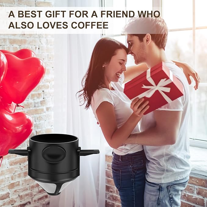 Pour Over Coffee Maker,Portable Stainless Steel Reusable Coffee Filter, Mini Collapsible Paperless Single Serve 1 Cup Coffee Dripper Cup Easy To Clean For Travel Camping