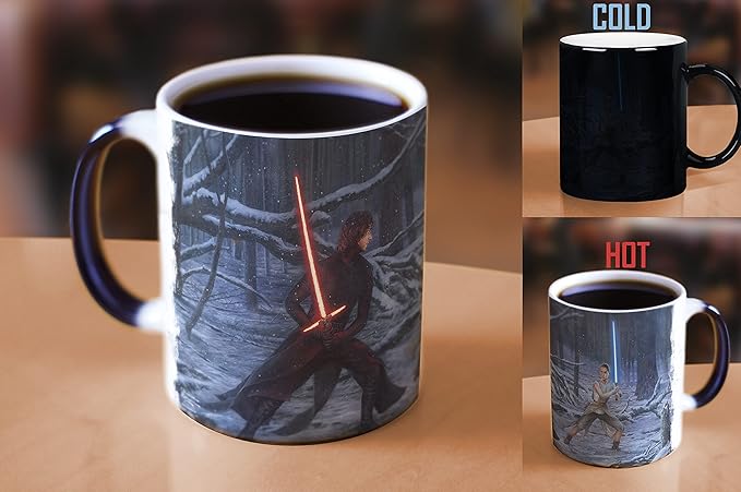 Morphing Mugs Star Wars – The Duel – Rey vs. Ren – Thomas Kinkade Studios - One 11 oz Color Changing Ceramic Mug – Image Revealed When HOT Liquid Is Added!
