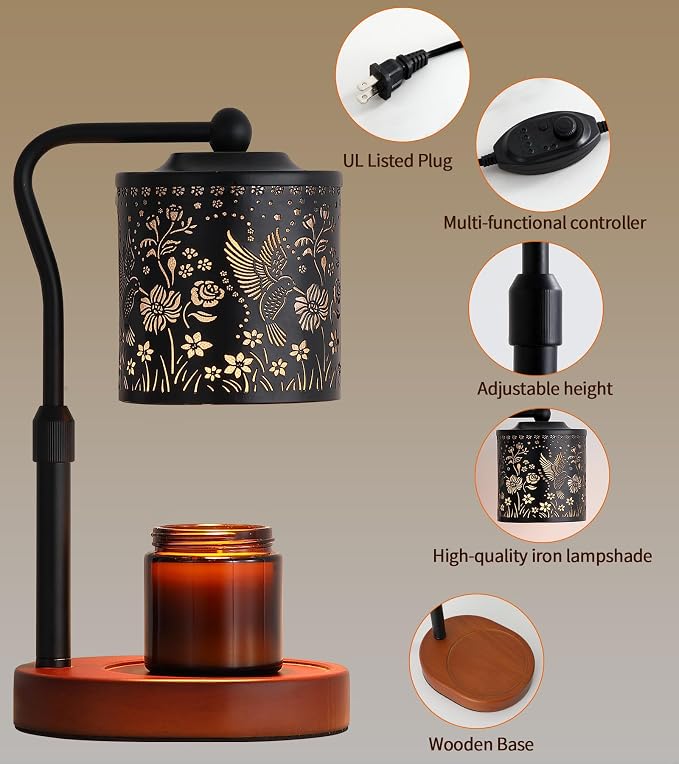 MEXISUE Candle Warmer Lamp with Timer, Bird Candle Warmer Lamp with Jar Candles,Wax Melt Warmer for Housewarming Gift, Birthday Mother's Day Valentines Gifts for Women,Mom,Sister,Bedroom Decor