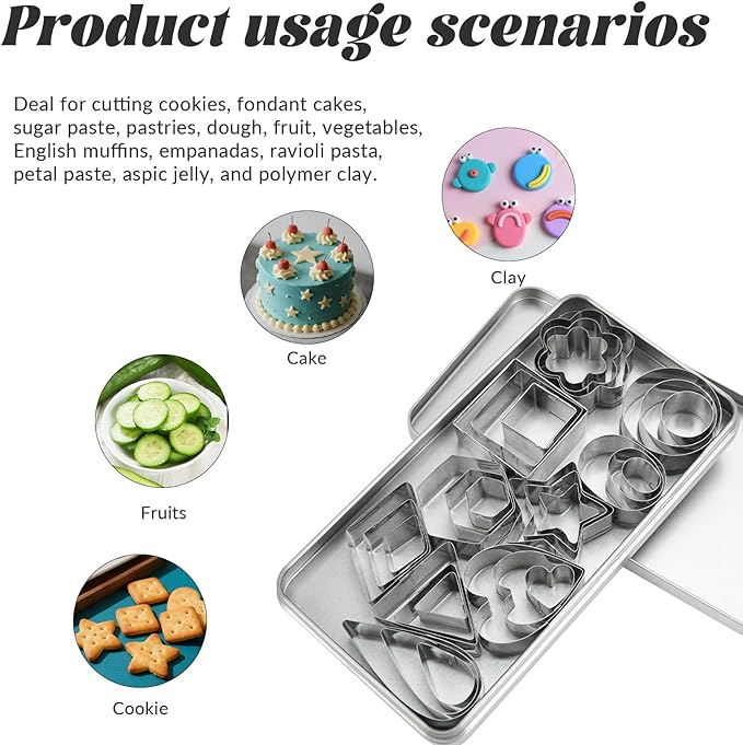 30 Pcs Mini Cookie Cutters Set with Box, Stainless Steel Tiny Cookie Cutters for Biscuit Molds