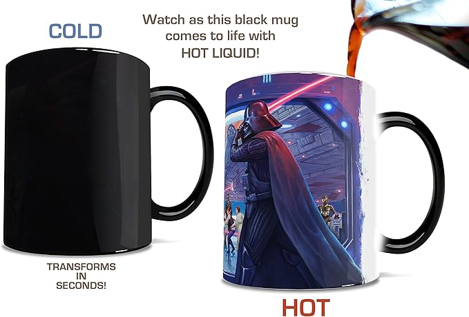 Morphing Mugs Star Wars – Obi Wan & Darth Vader – Obi Wan's Final Battle – Thomas Kinkade Studios - One 11 oz Color Changing Ceramic Mug – Image Revealed When HOT Liquid Is Added! MMUG1212
