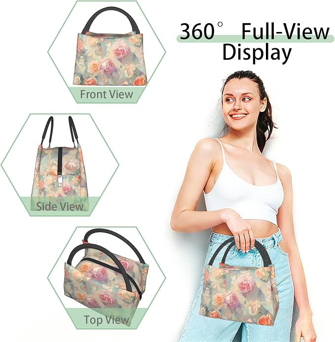 Neon Leopard Insulated Lunch Box for Kids Adults,Reusable Tote Bag with Colorful Abstract Art Pattern,Portable Lunchbox Handbag,Makeup Bags Organizer Gifts for Work Office Travel,11x6.3x6.7in