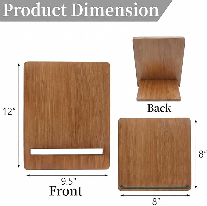 Wood Cookbook Stand Cookbook Holder: Kitchen Adjustable Cookbook Holder Recipe Stand for Counter Brown