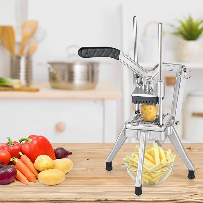 ROVSUN Commercial Vegetable Chopper French Fry Cutter Potato Slicer Fruit Chopper, Super Value Set of Suction Feet, 1/2'', 3/8'', 1/4'', 8-Wedge Blades and Pusher Blocks for Restaurant, Home & Kitchen