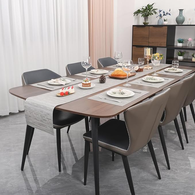 Myir JUN Placemats Set of 6, Vinyl Woven Placemats Place Mats Indoor Washable Table Mats Non-Slip Place mats for Dining Table (Silver, Set of 6)
