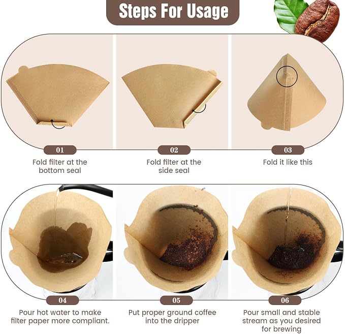 200Pcs Cone Coffee Filters #4, Clinuse Unbleached Size 04 Coffee Filters 8-12 Cup, Disposable Natural Paper Filters, No.4 Cone Filters Compatible with Ninja, Cuisinart, Pour Over and Drip Coffee Maker