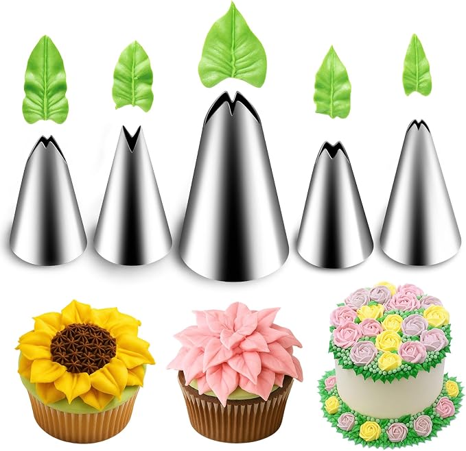 Suuker 5 Pieces Leaf Piping Tips | Stainless Steel