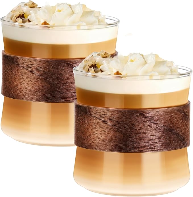 PARACITY Espresso Cups Set of 2 with Wooden Ring (14 OZ)