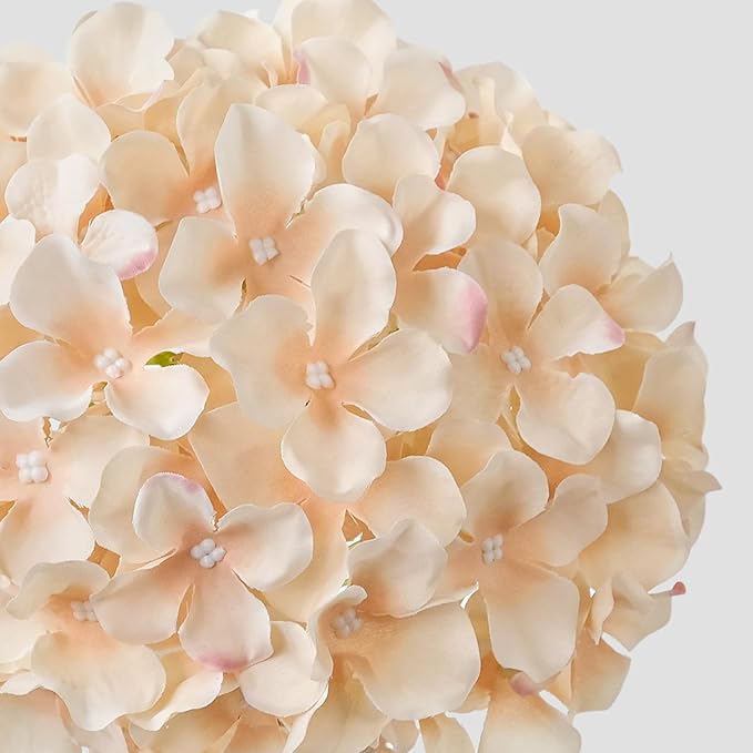 JINWOE 5Pcs Silk Hydrangea Artificial Flowers, 20Inch Light Coffee Boho Large Lifelike Flowers, Porch Halloween Artificial Hydrangeas for Bouquet Table Centerpieces Floral Arrangements Home Wedding