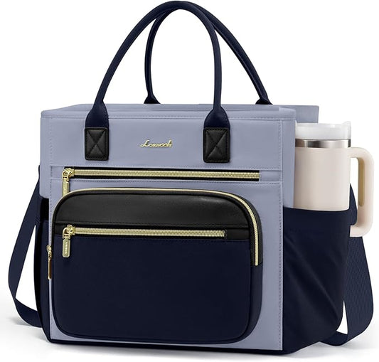 LOVEVOOK Insulated Lunch Bag Women,Wide Opening Adult Lunch Box Women with Cup Holder,Large Leakproof Cooler Bag for Work Picnic Beach Family College Mom,Lunch Teacher Tote Bag for Gift