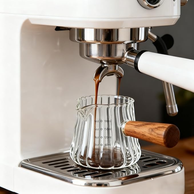 Measuring Cups, 6oz Glass Espresso Cups with Handle, Espresso Shot Glasses Espresso Accessories for Coffee, Milk (1, Clear)