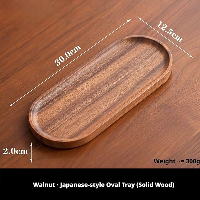Walnut Wood Fruit Tray, Handmade Chinese Style Snack Serving Plate, Solid Wood Tea Dessert Tray for Dim Sum, Vintage Walnut Platter, Gift (Ellipse（L)