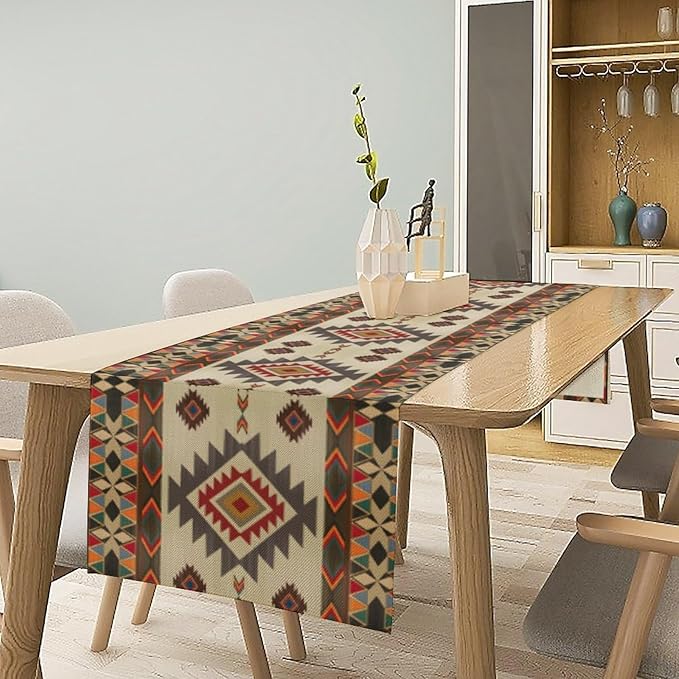 Aztec Table Runners,Southwestern Tribal American Native Ethnic Geometric Table Runners for Kitchen Dining Table Decoration for Home Party Decor 13x108 Inch
