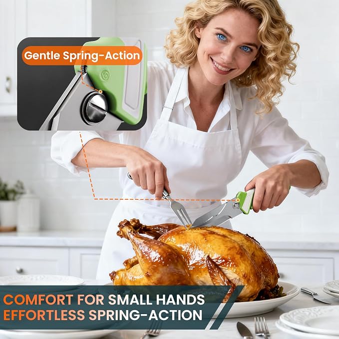 Heavy Duty Poultry Shears, 2-in-1 Ambidextrous All Purpose Kitchen Scissors (Converts to Knife), Non-Slip Handle, Safety Lock & Magnetic Protective Sheath