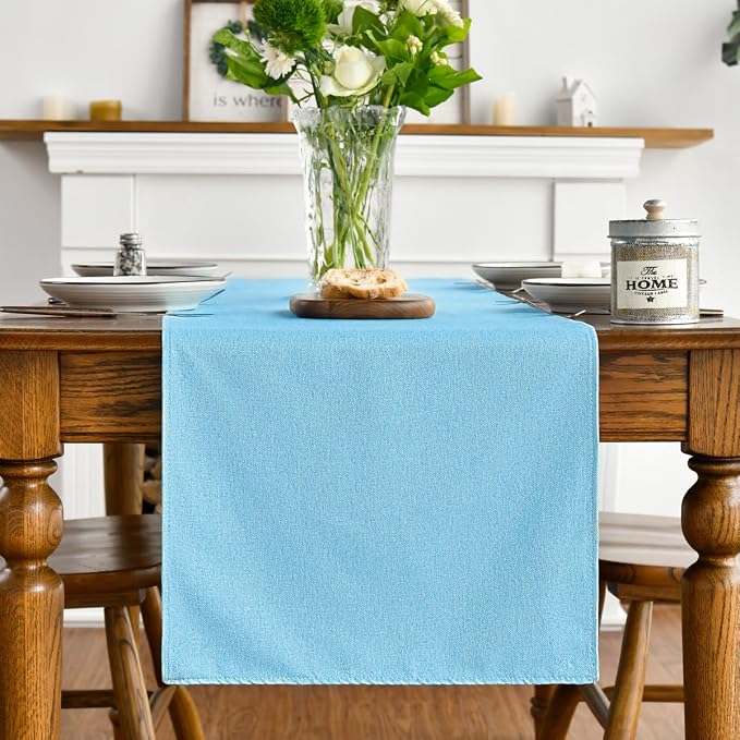 Artoid Mode Light Blue Table Runner, Seasonal Summer Washable Kitchen Dining Table Decoration for Home Party Decor 13x72 Inch