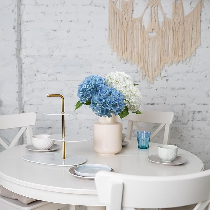 Leftover Hydrangea Artificial Flowers,4 Pcs Real Touch Hydrangea Flowers with 3 Pcs Butterflies for Centerpiece Table Decorations,Floral Arrangements for Coffee Table Decor Living Room Decor