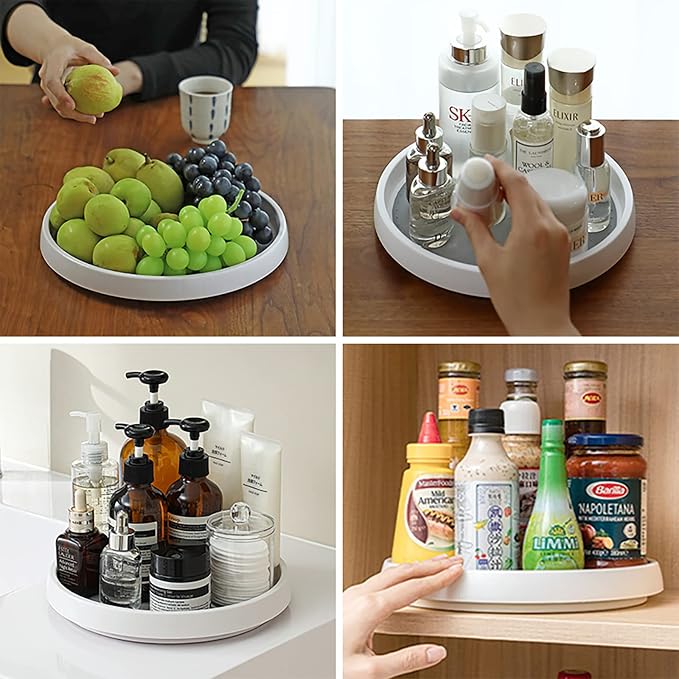 2-Pack Lazy Susan Cabinet Organizer, 11.6" Round Plastic Lazy Susan Turntable, Storage Containers for Pantry, Kitchen, Refrigerator, Bathroom