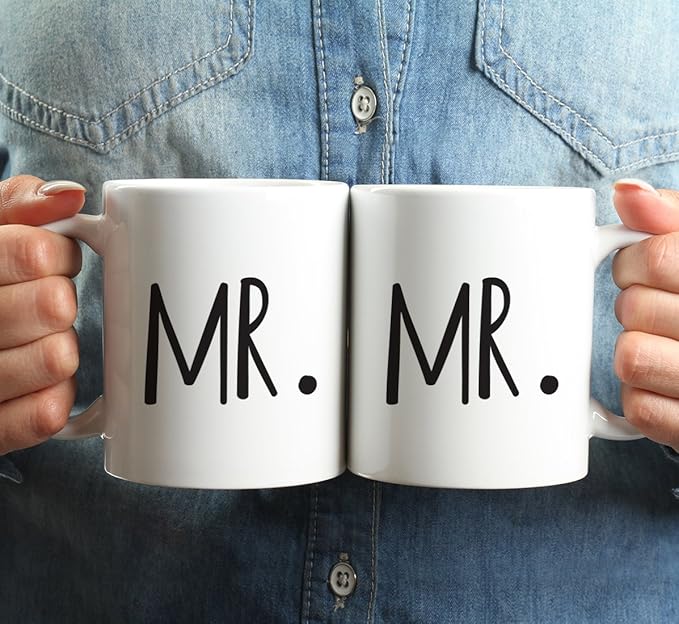 Andaz Press Funny Couples 11 oz Ceramic Coffee Mugs, Mr., Mr., His and Hers Mugs Set of 2, Valentines Day Coffee Mug for Him and Her, Mr and Mrs Mugs, Couple Mugs for Husband and Wife