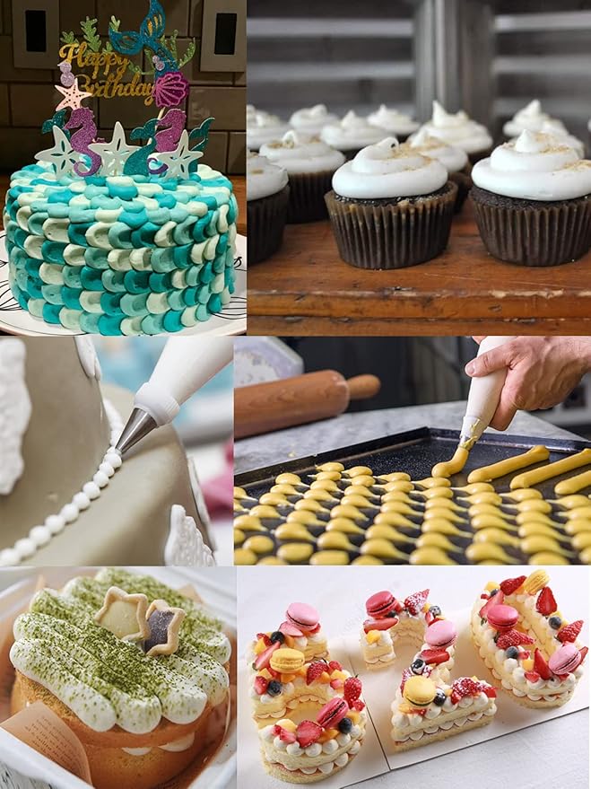 Macaron Piping Tips Set,Large Round Icing Tips,Round Frosting Tips Cream Icing Nozzles for Cupcakes Cookies Cake Baking Supplies,5 Pcs